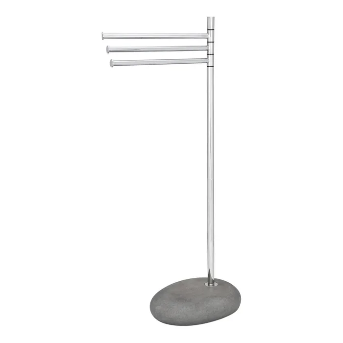 WENKO 19493100 – Soporte para toallas PEBBLE STONE 38×84 cm cromo brillante/gris