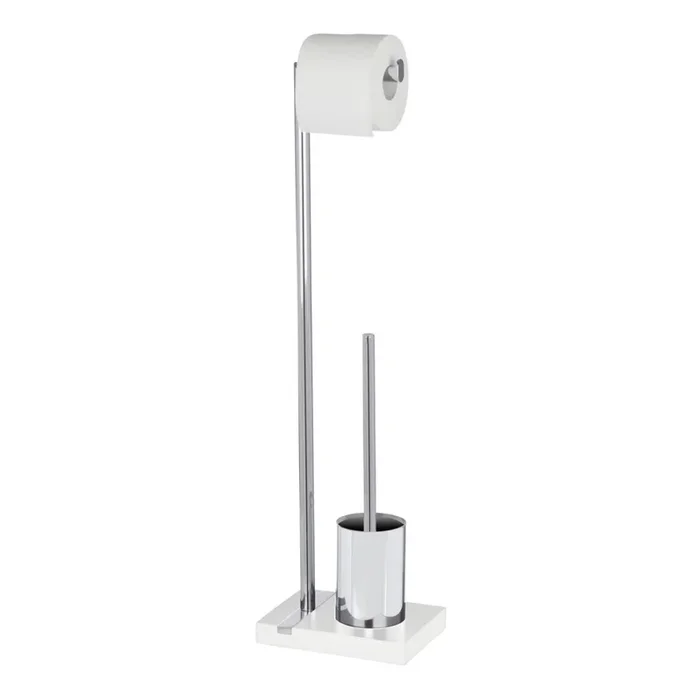 WENKO 20486100 – Cepillo para WC NOBLE 20×74 cm cromo/blanco
