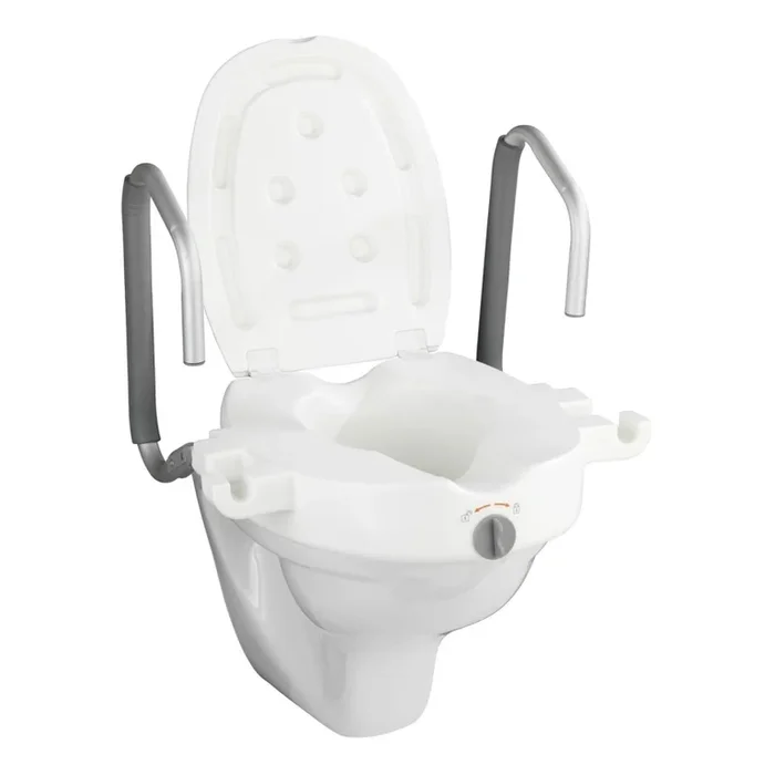 WENKO 20924100-Asiento de inodoro SECURA 55×47,5 cm blanco/plata