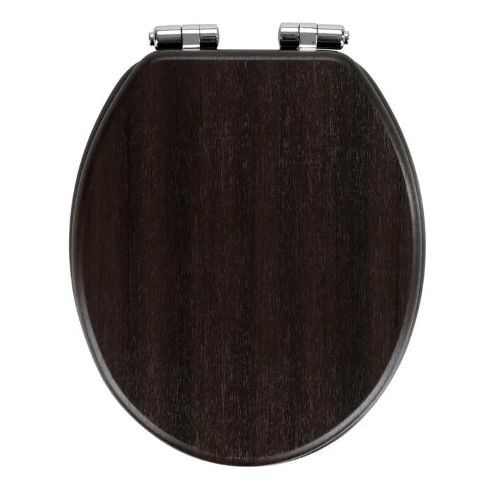 WENKO 22015100-WC Asiento de inodoro WENGE 35,5×42,5 cm marrón/plateado