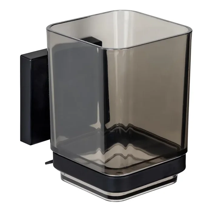 WENKO 71443800 – Vaso de baño VACUUM-LOC QUADRO ED 7,5×10 cm negro
