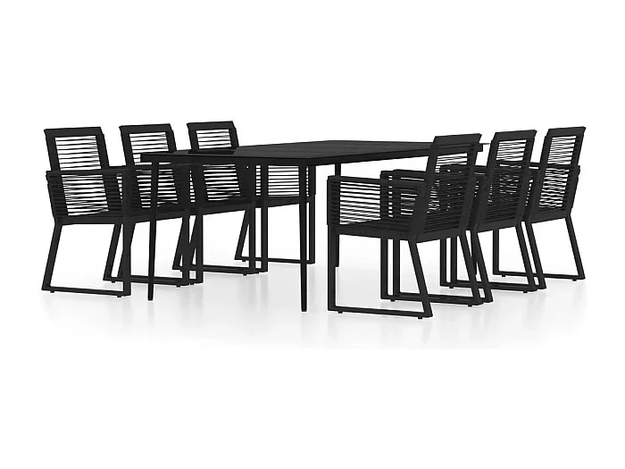 Wenlin Juego de comedor de jardín 7 piezas negro