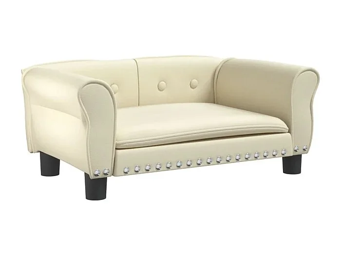 West Branch Cama para perros de cuero sintético crema 70x45x30 cm