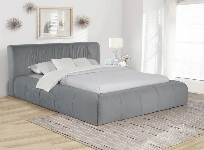 Wilshire Gray Upholstered Eastern King Platform Bed