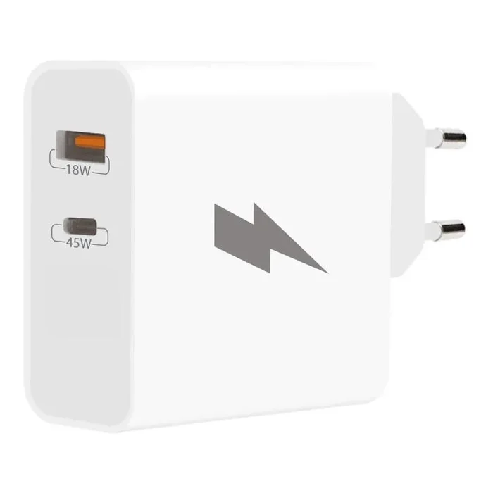 Winner Group – Adaptador para cargador rápido 1xUSB-C + 1xUSB-A Power Delivery 45W blanco