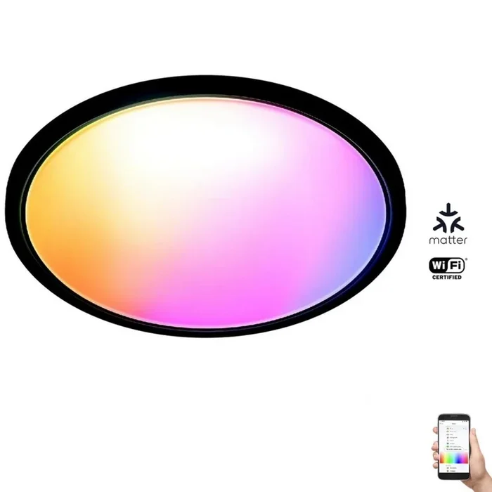 WiZ – Plafón LED RGB regulable SUPERSLIM LED/22W/230V 2700-6500K Wi-Fi negro