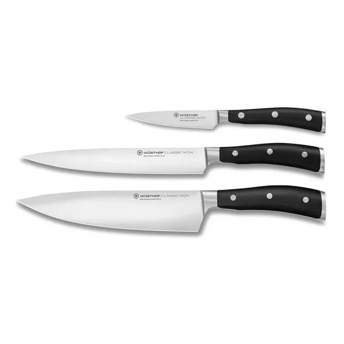 Wüsthof – Juego de cuchillos de cocina CLASSIC IKON 3 piezas negro