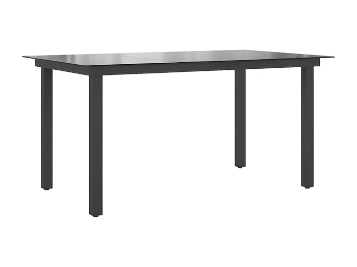 Xendel Mesa de jardín de aluminio y vidrio negra 150x90x74 cm
