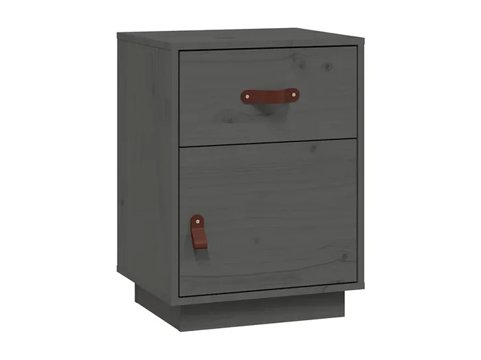 Yaldir Mesita de noche madera maciza de pino gris 40x34x55 cm