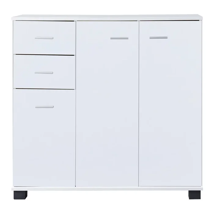 Zapatero Crimla con 2 cajones y 3 puertas aglomerado 76 x 80 x 28 cm – Blanco [en.casa]