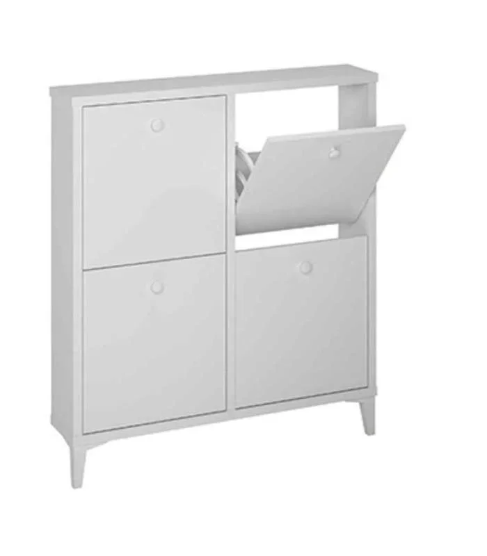Zapatero cuatro trampones en blanco. 90.6 cm(ancho) 103 cm(altura) 20 cm(fondo)