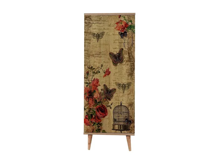 Zapatero Dnedelcear, Zapatero, Armario de entrada multiusos, Zapatero, 50×38 h135 cm, Roble y Multicolor