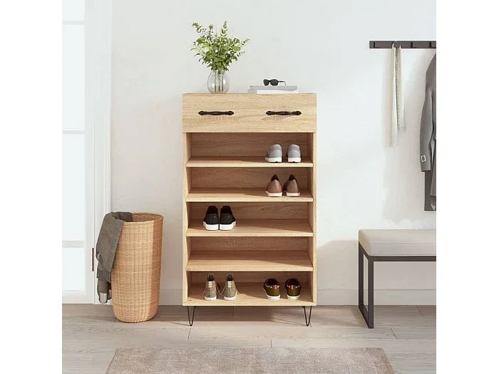 Zapatero madera de ingeniería roble Sonoma 60x35x105 cm