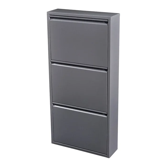 Zapatero Sokndal con 3 puertas abatibles metal 104 x 50 x 15 cm gris [en.casa]