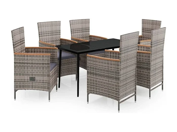 Zeldrik Juego de comedor de jardín 7 piezas con cojines gris
