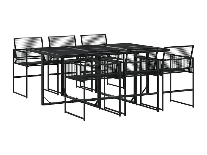 Zerdan Juego de comedor de jardín 7 piezas ratán sintético negro