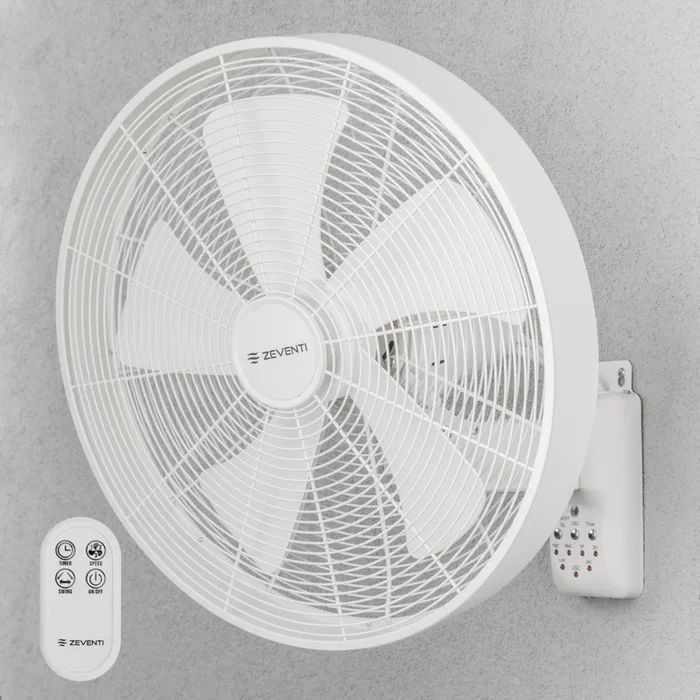 ZEVENTI – Ventilador de pared FREEZE 50W/230V diá. 40 cm blanco + control remoto