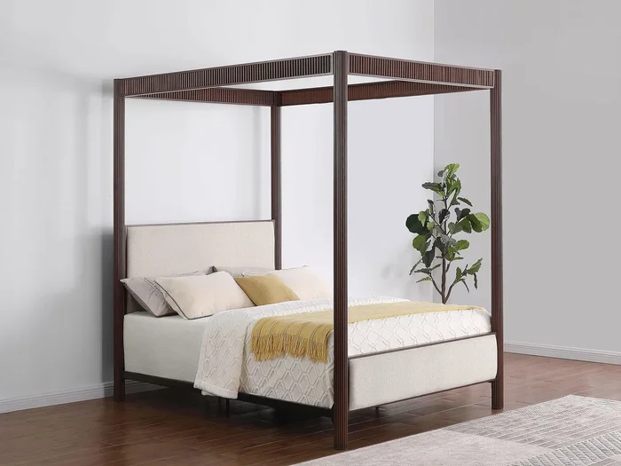 Zimmerleee Rust Brown 89-inch Metal Eastern King Canopy Bed