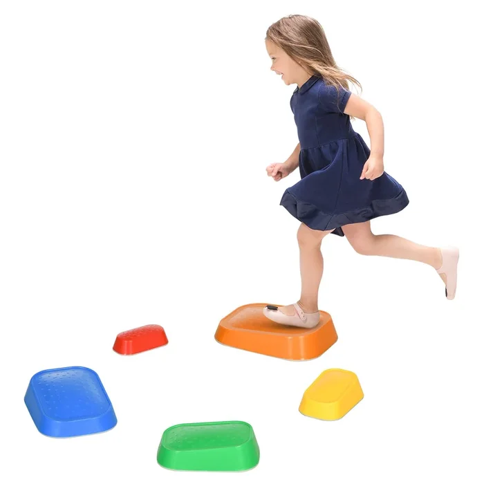 ZONEKIZ Piedras de Equilibrio para Niños de 3-8 Años Conjunto 5 Piedras de Cruce de Río para Entrenamiento de Equilibrio y Promover la Coordinación 36×27,5×31 cm Multicolor