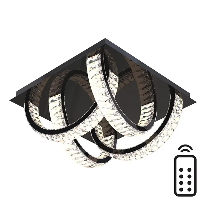 Zuma Line – LED Plafón de cristal regulable LED/23,5W/230V 2700-6000K negro + control remoto